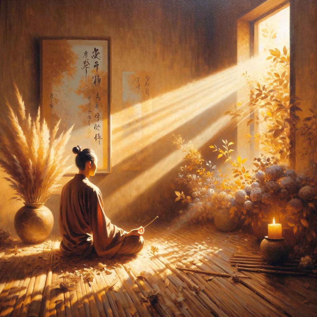 Individual practicing meditation and mindfulness for emotional healing and mental balance