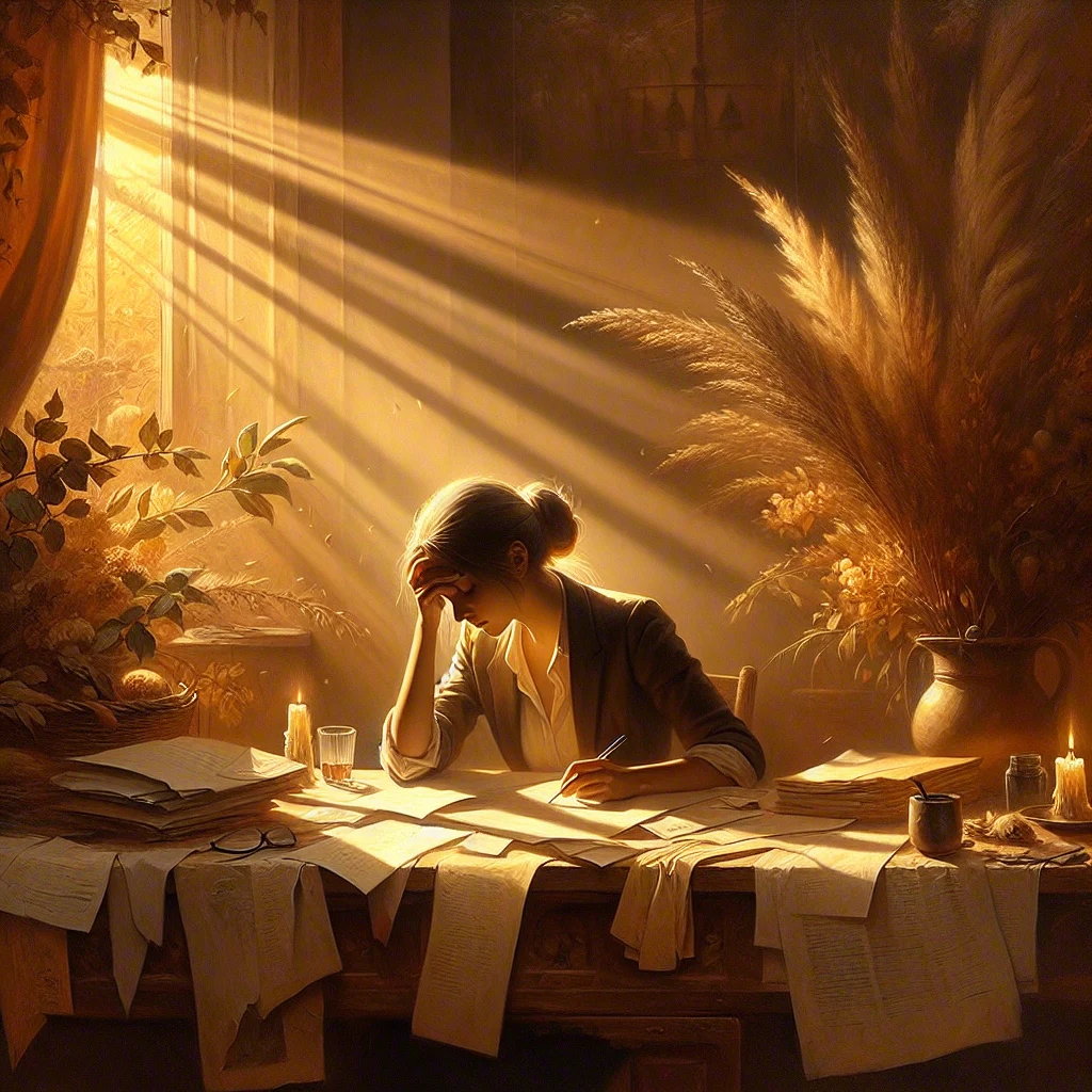 Person showing signs of burnout symptoms including exhaustion and stress while working