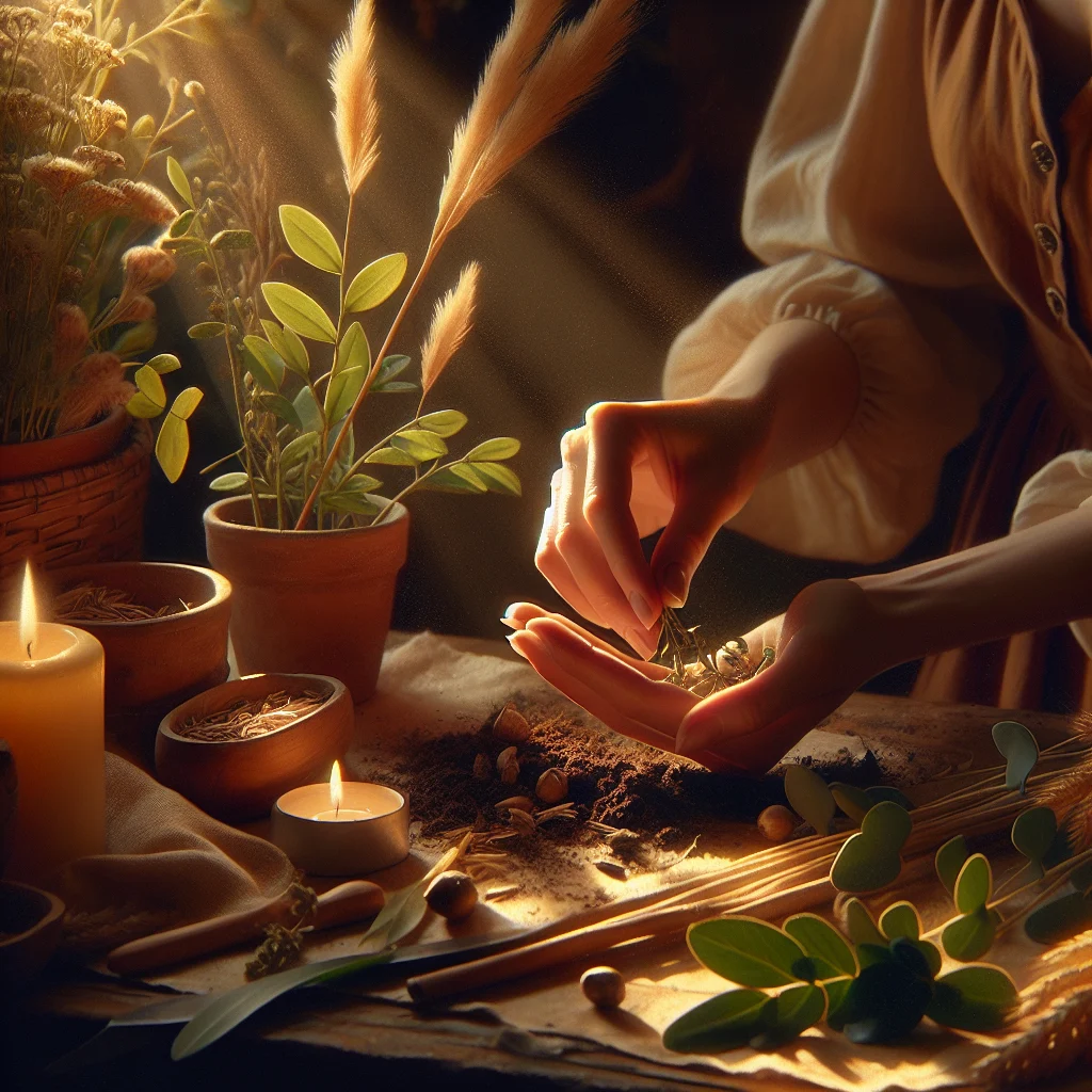 Close-up of hands carefully tending to garden plants, illustrating slow living psychology through mindful activity