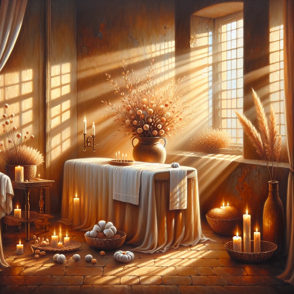 Holistic healing treatment session showing a peaceful wellness environment with natural elements and therapeutic tools