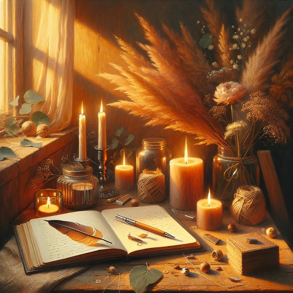 Peaceful meditation space with journal, candles, and cushion for best self meditation practice