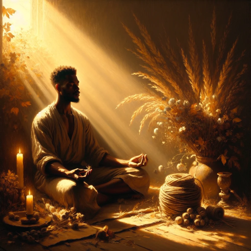 Person practicing meditation to restore emotional balance and inner peace