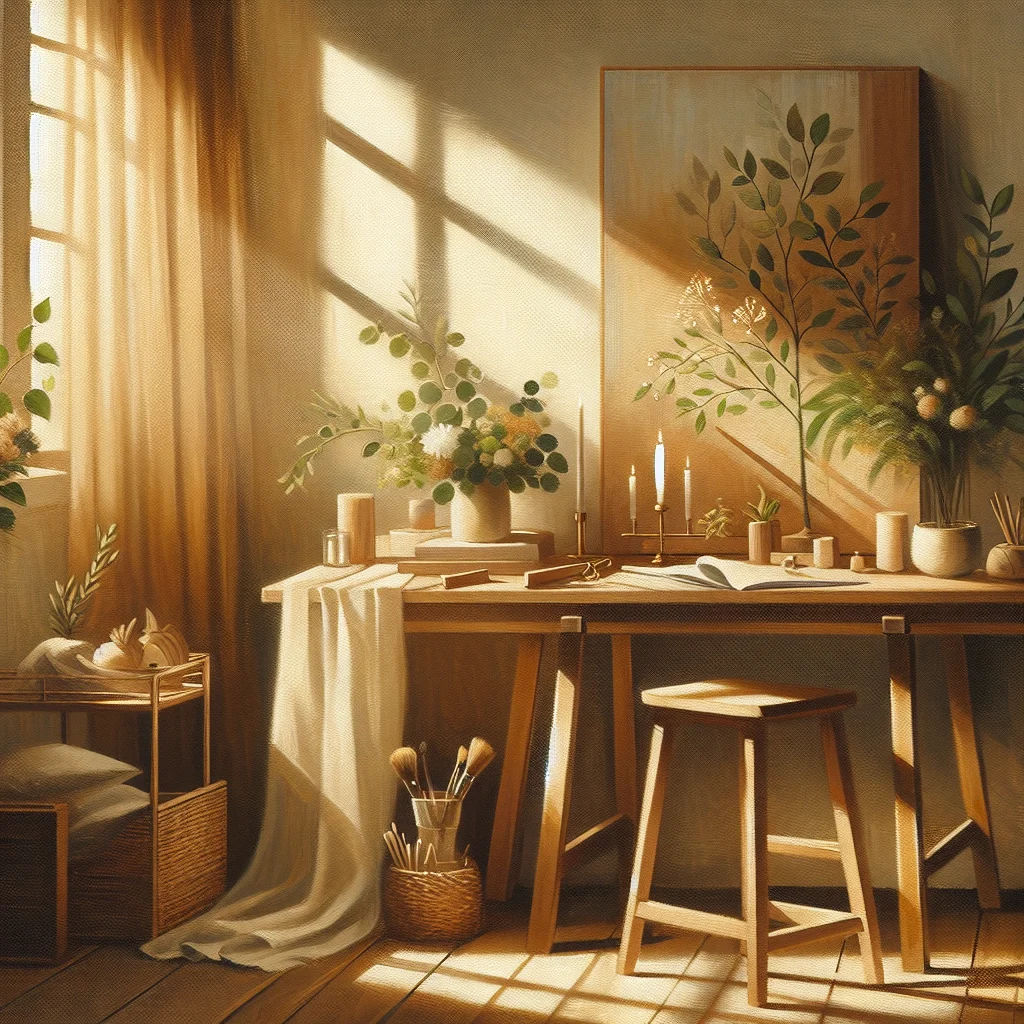 Minimalist workspace embodying misiyo slow living with plants, natural light, and intentional design