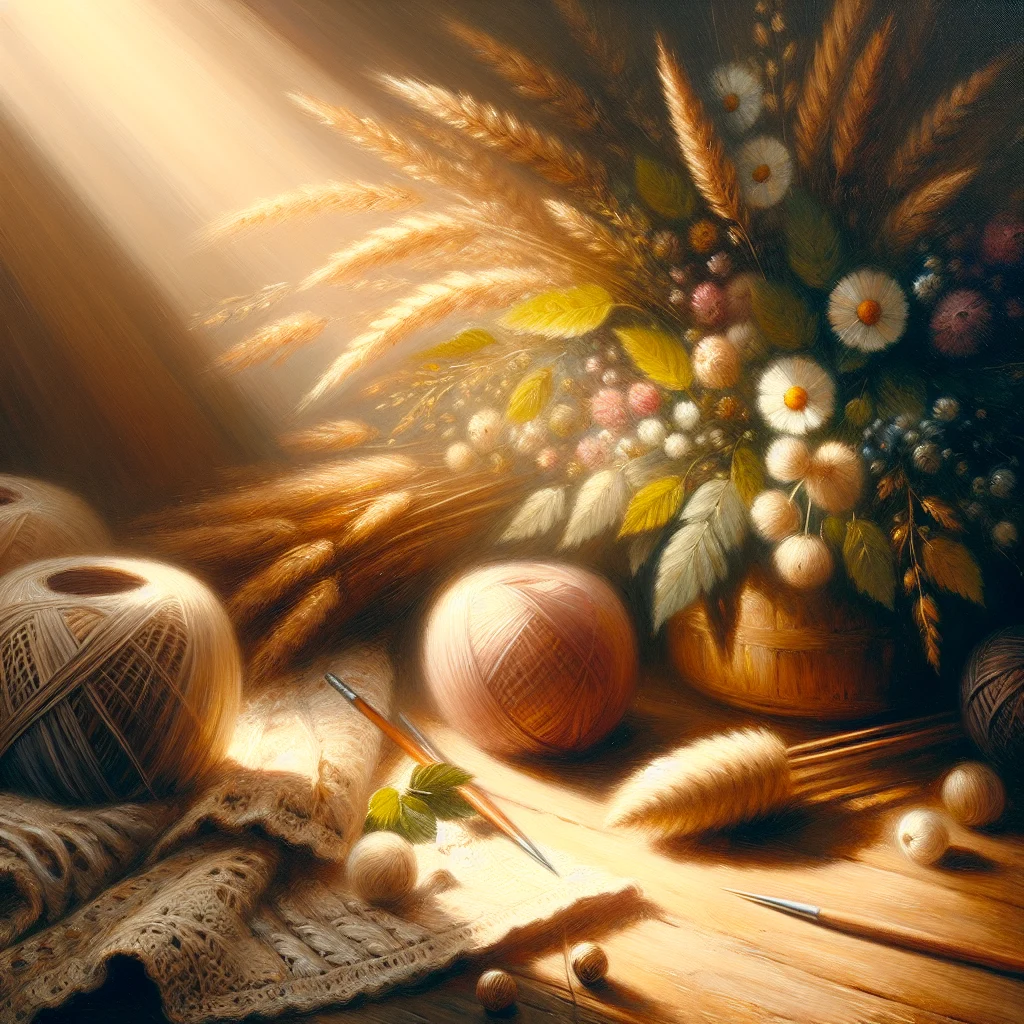 Close-up of organic wool yarn and sustainable materials used for slow living sweaters