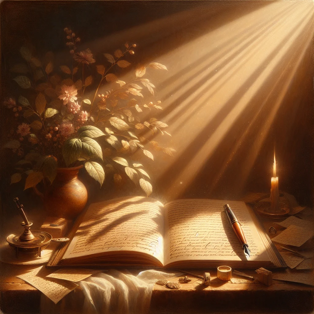 open-journal-with-pen-and-reflective-writing Open journal showing handwritten reflective entries with a pen resting on the page and soft natural lighting