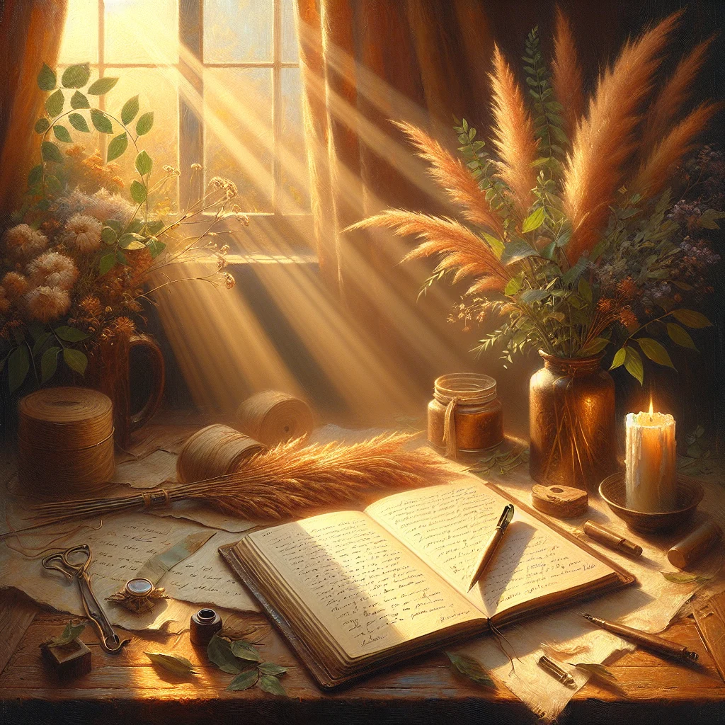 Open journal with writing prompts and pen for creative journaling ideas and self-reflection