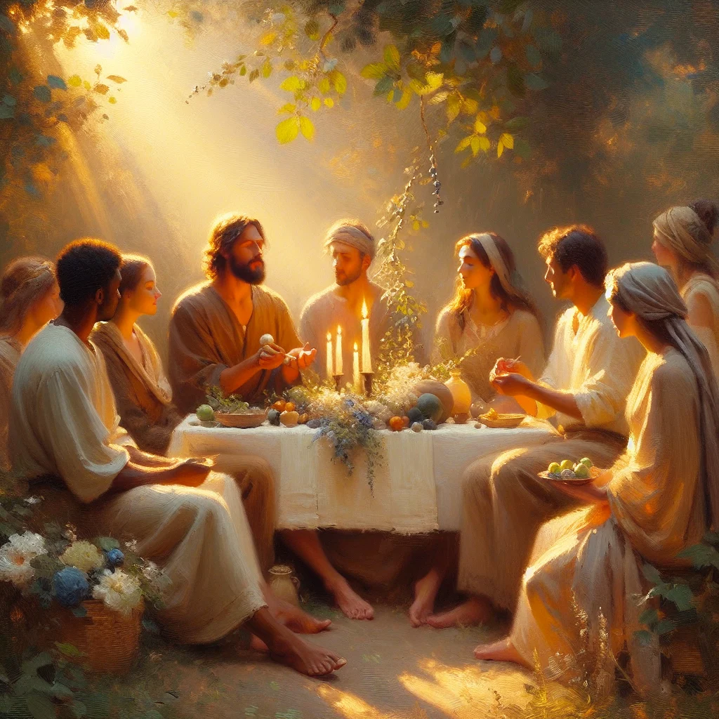 People enjoying a peaceful community gathering embodying slow living society principles with mindful activities