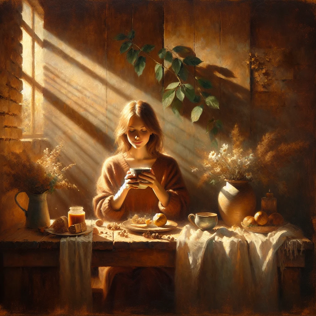 Person enjoying a peaceful morning coffee ritual as part of vibes slow living lifestyle