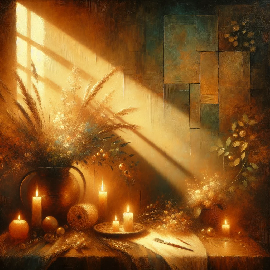 Serene nighttime meditation space with soft lighting designed for sleep meditation and emotional healing