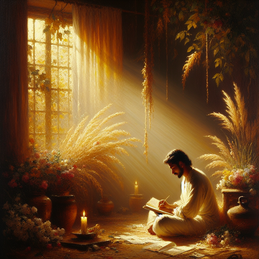 Person sitting peacefully with an open journal, writing about setting personal boundaries in a calm, natural setting