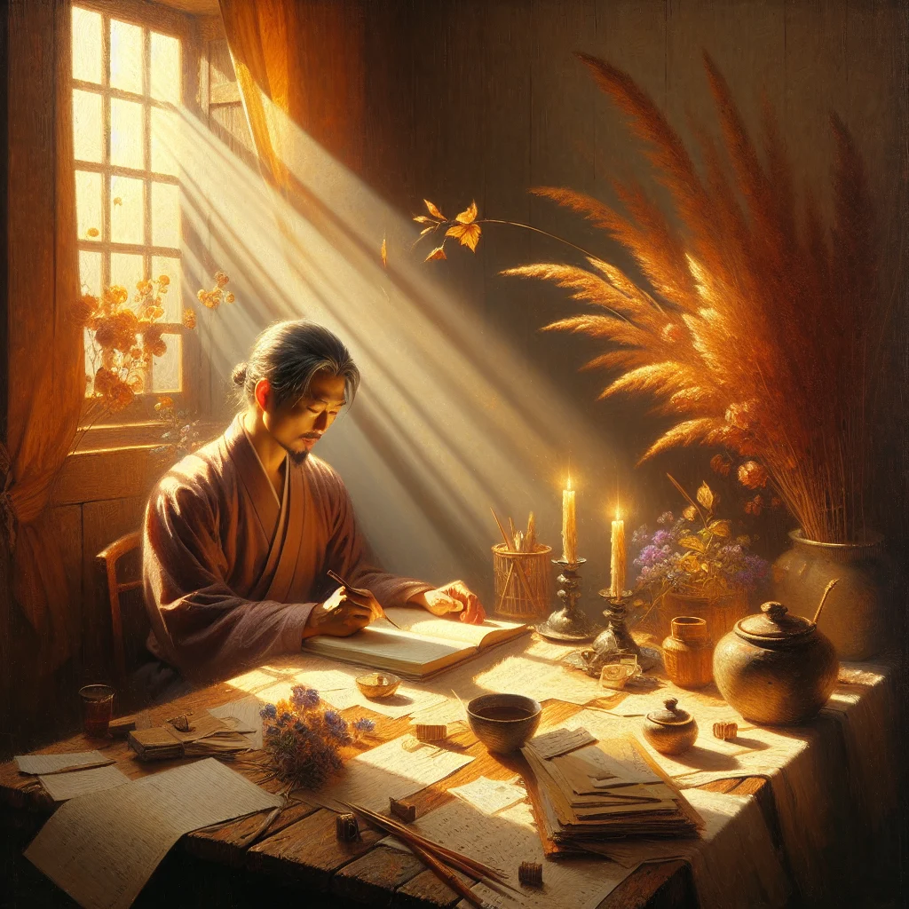 Individual practicing burnout recovery stages through reflective journaling and planning in a calm environment