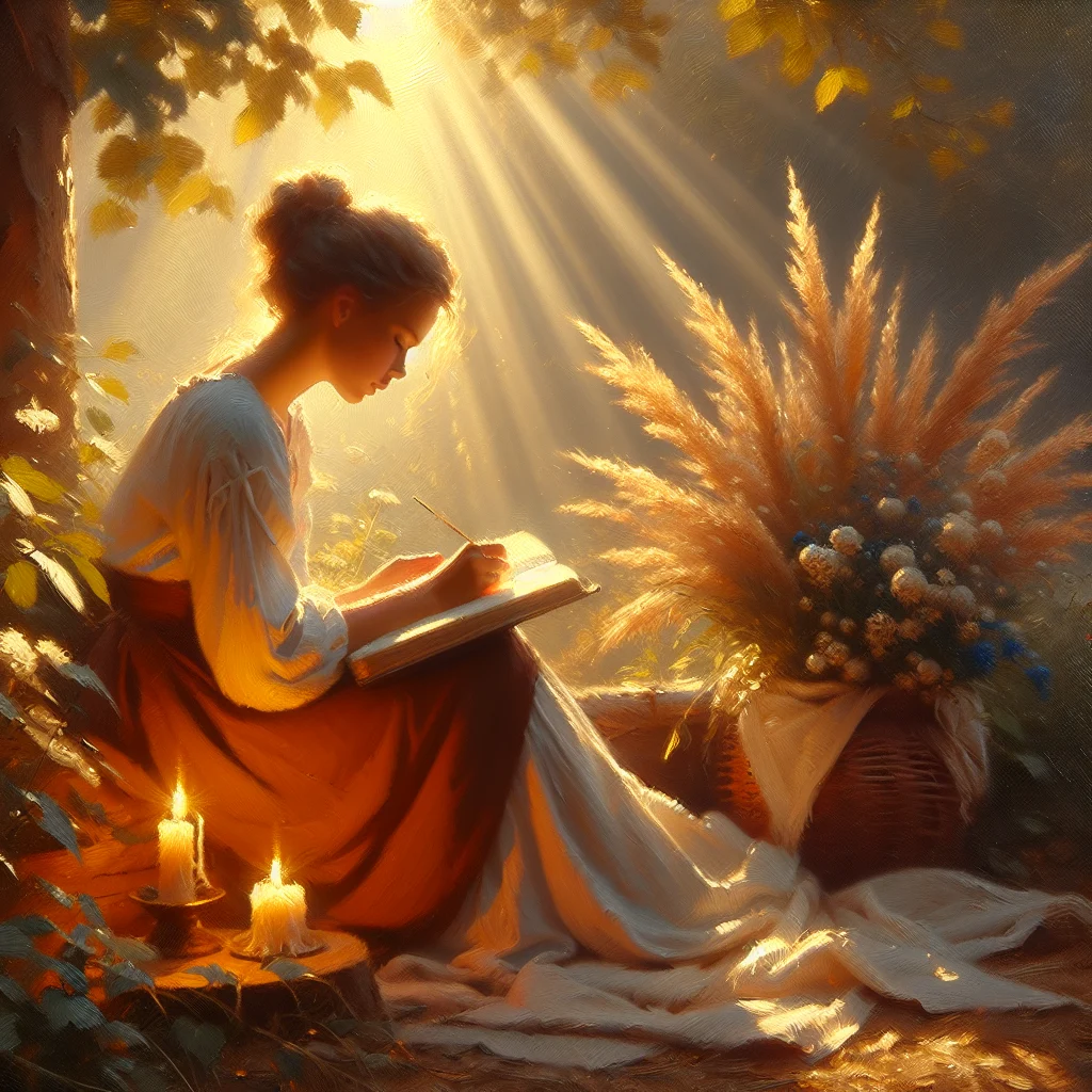 person-journaling-outdoors-nature-burnout-healing Person journaling peacefully outdoors in natural surroundings as part of burnout healing process