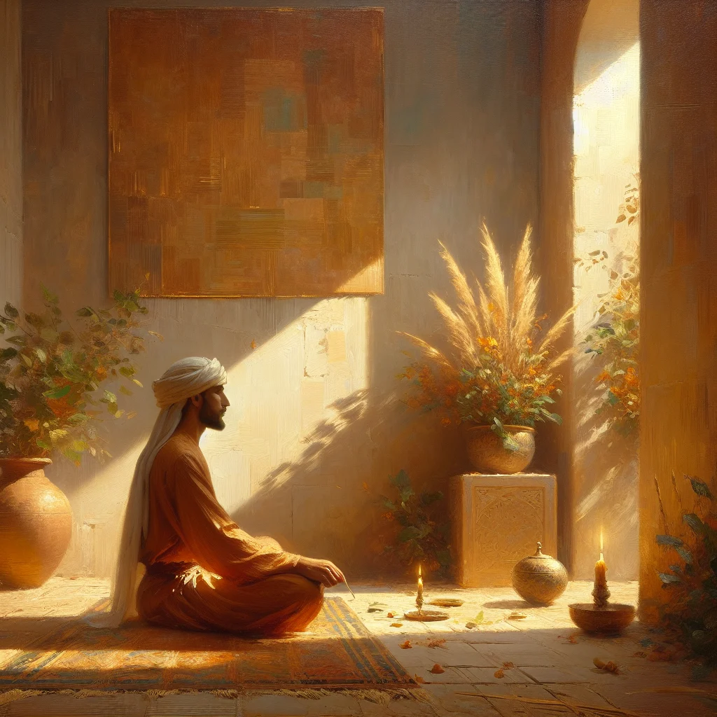 Person practicing meditation for emptiness in a minimalist serene environment