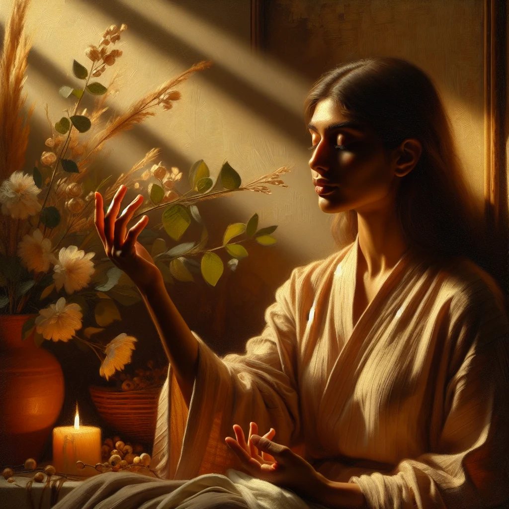 Person sitting in meditation posture with focused expression practicing concentration meditation techniques