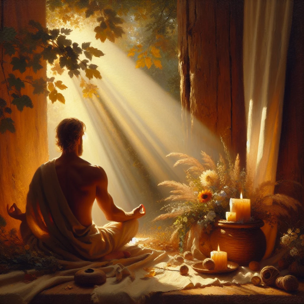 Person sitting in meditation posture in a serene natural setting demonstrating more meditation practice