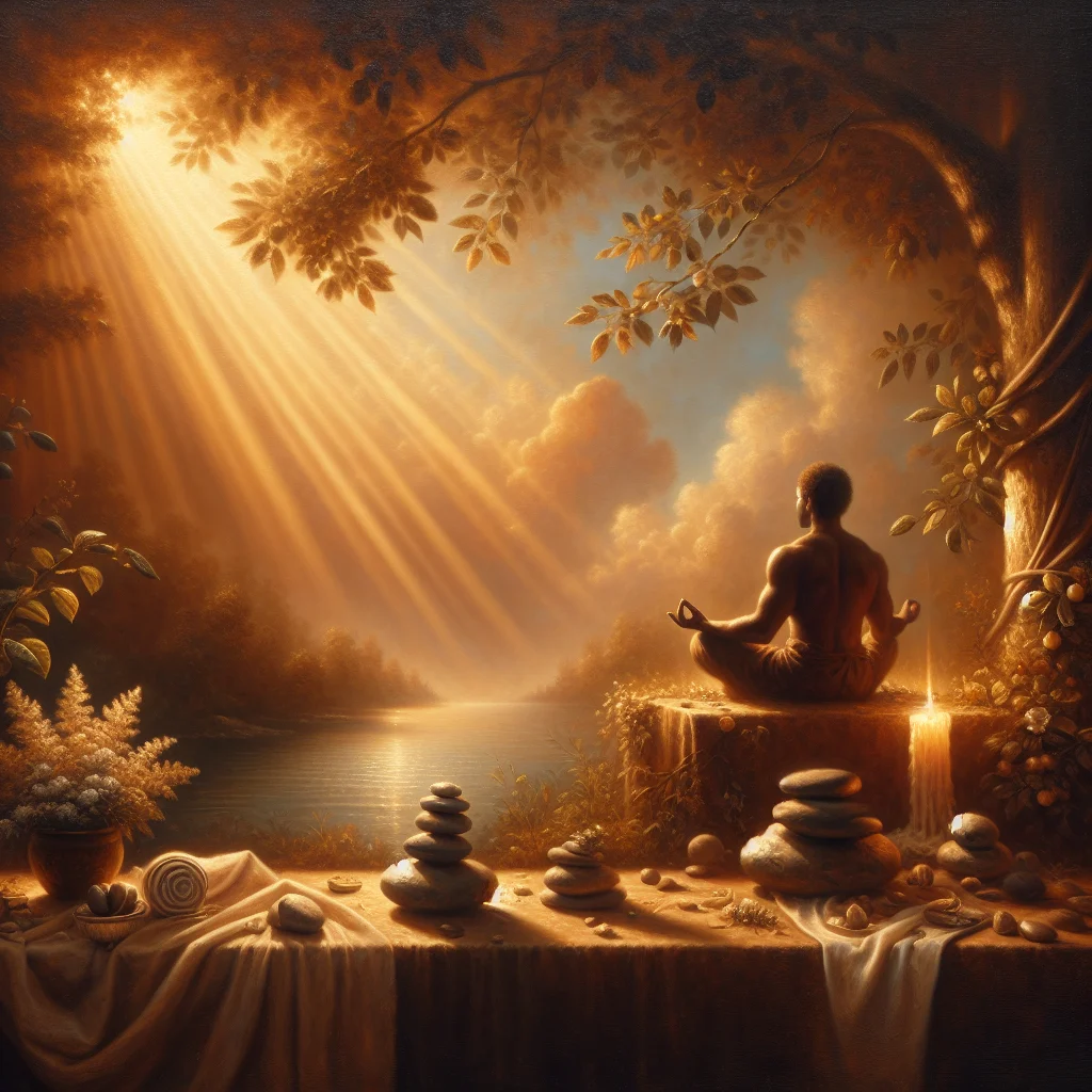 Person sitting in meditation posture demonstrating the connection between meditation and the body