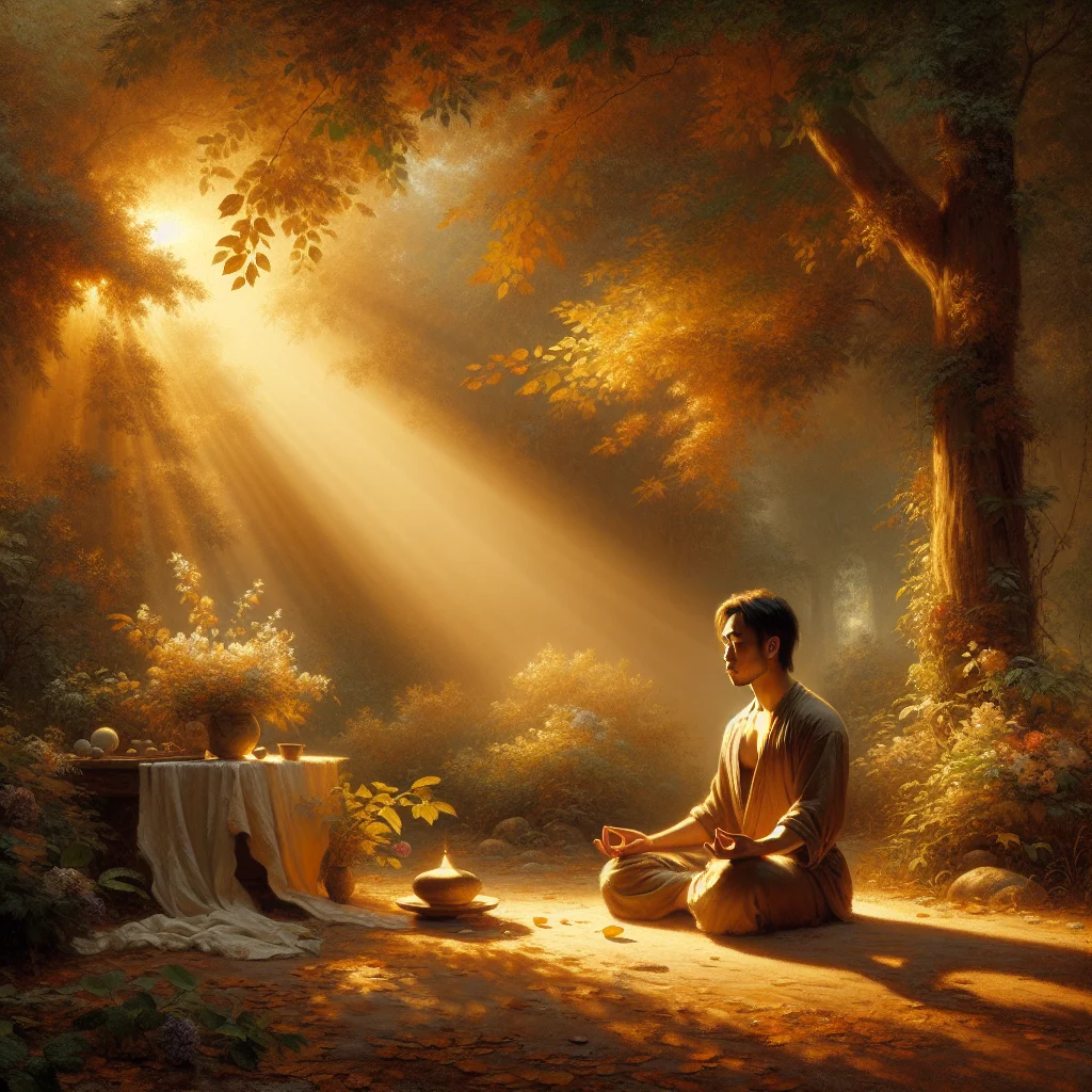 Person practicing meditation in nature to achieve vita mind mental emotional balance