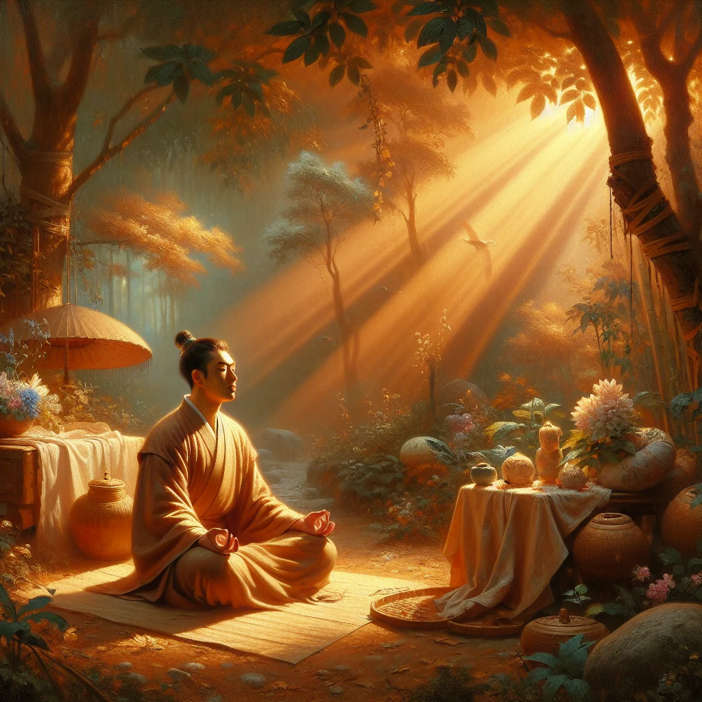 Person practicing deep breathing exercises in a peaceful outdoor setting to manage anxiety symptoms