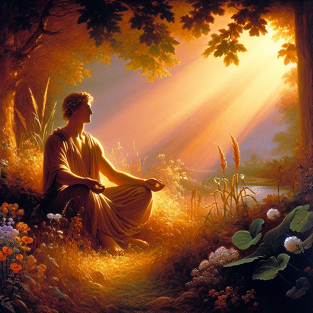 Person sitting peacefully in meditation practicing emotional balance skills in a serene natural environment