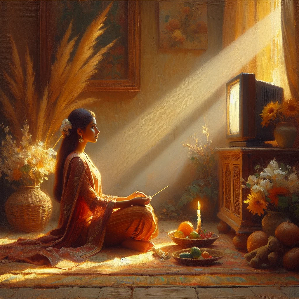 Person practicing show meditation while engaging in everyday activities with focused awareness