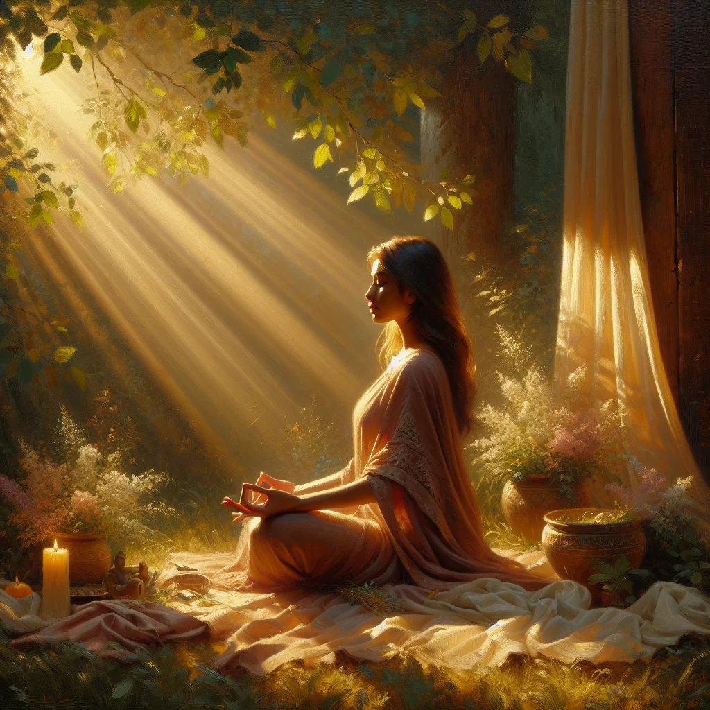 Person sitting peacefully outdoors practicing mindfulness made simple techniques in a natural setting