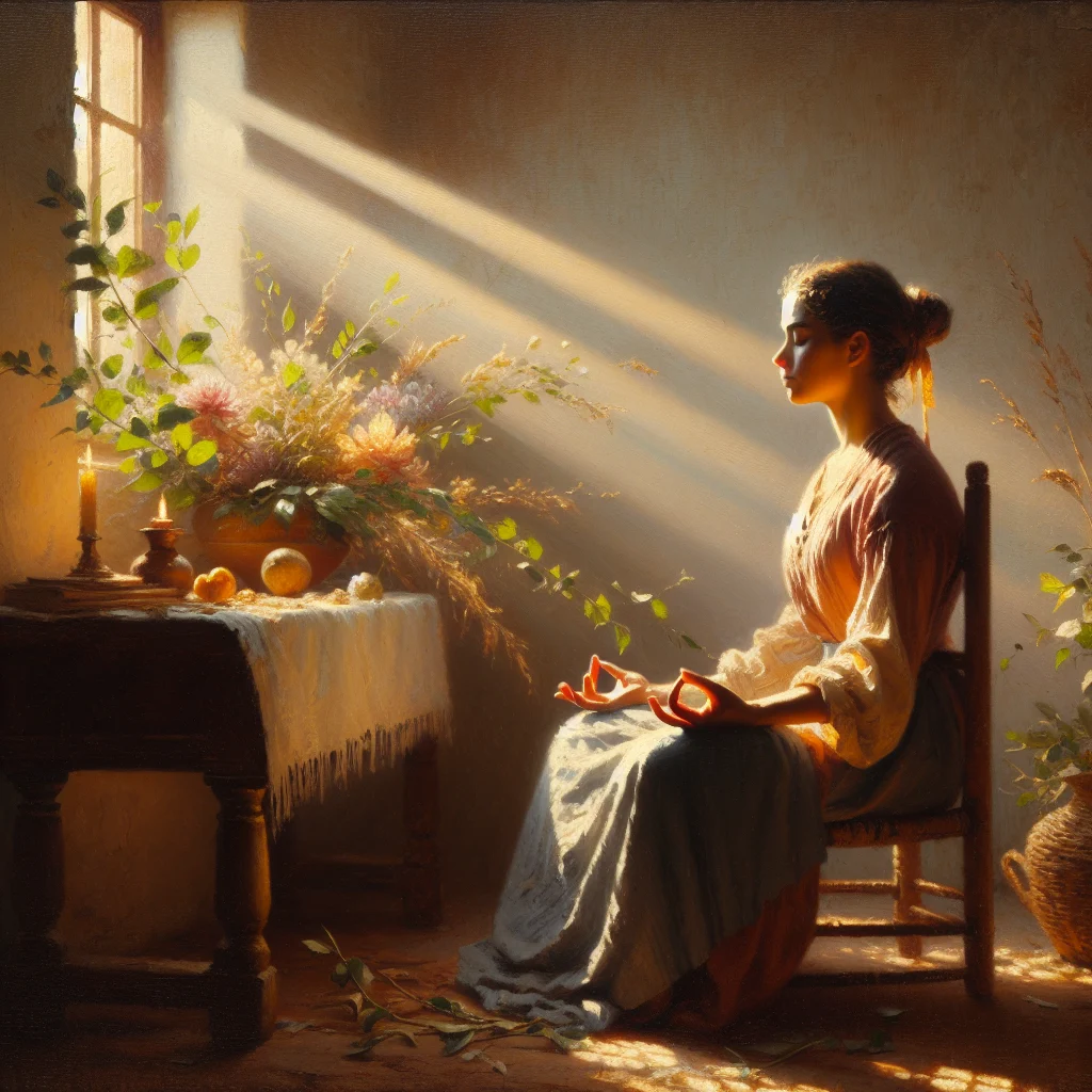 Person with disability practicing mindfulness meditation techniques to achieve emotional balance through NDIS supports