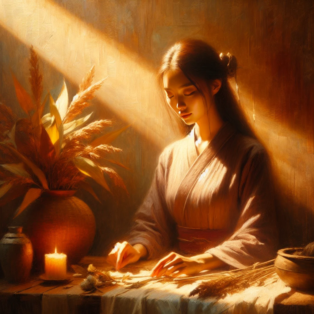 Person sitting peacefully practicing one minute meditation with eyes closed in a calm environment