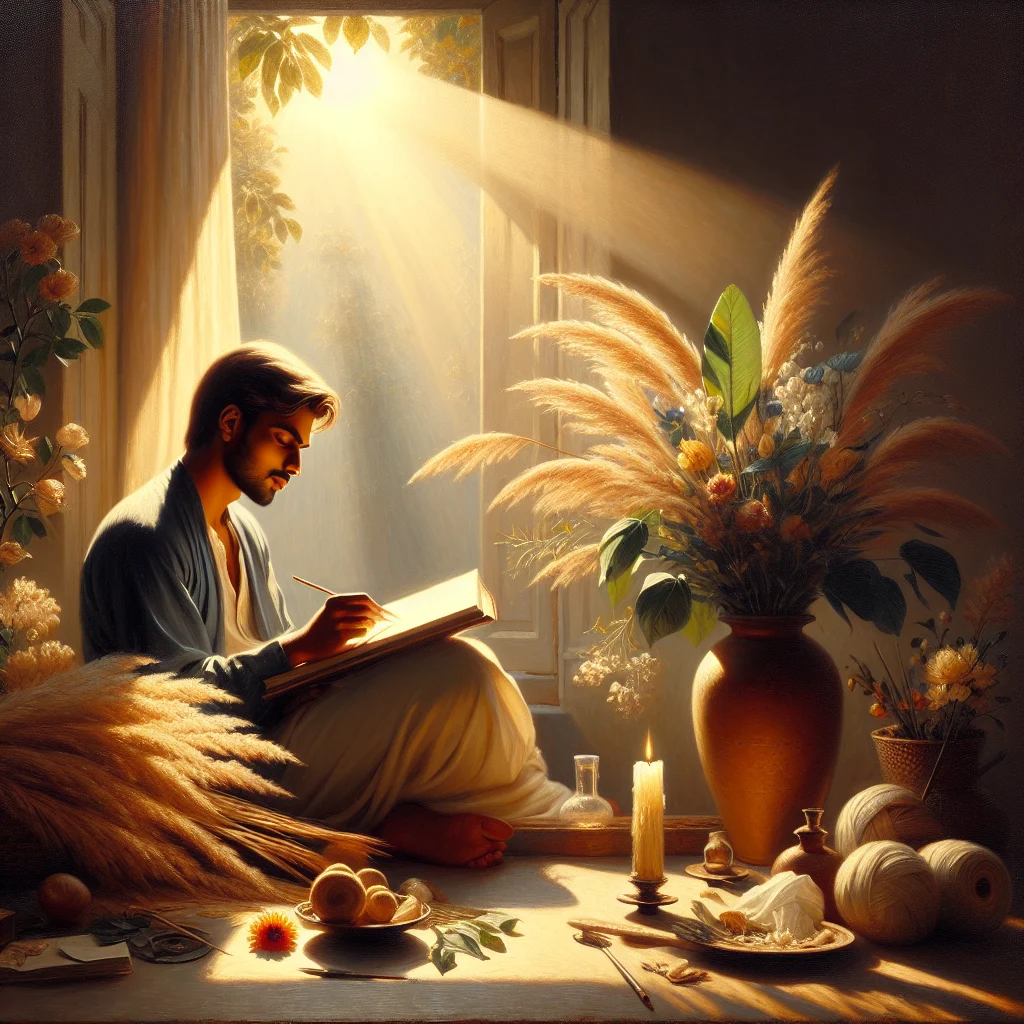 Person practicing positive mindset exercises while journaling in a peaceful setting