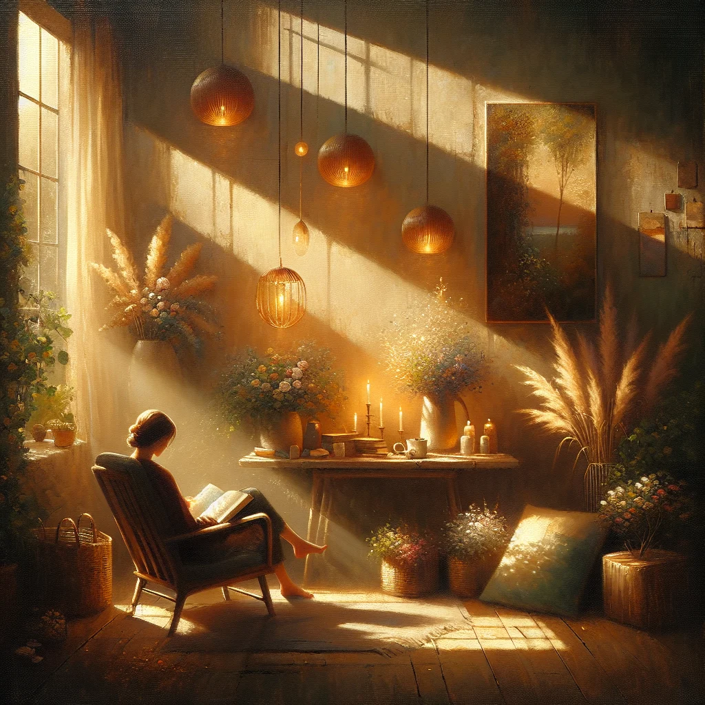 Person sitting peacefully while reading emotional release quotes in a journal surrounded by soft natural light