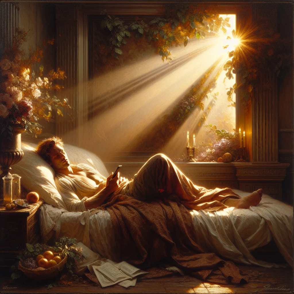 Exhausted person lying on couch browsing phone for burnout recovery advice