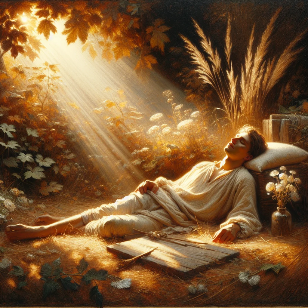 Person experiencing burnout recovery stages while resting peacefully in a natural outdoor setting