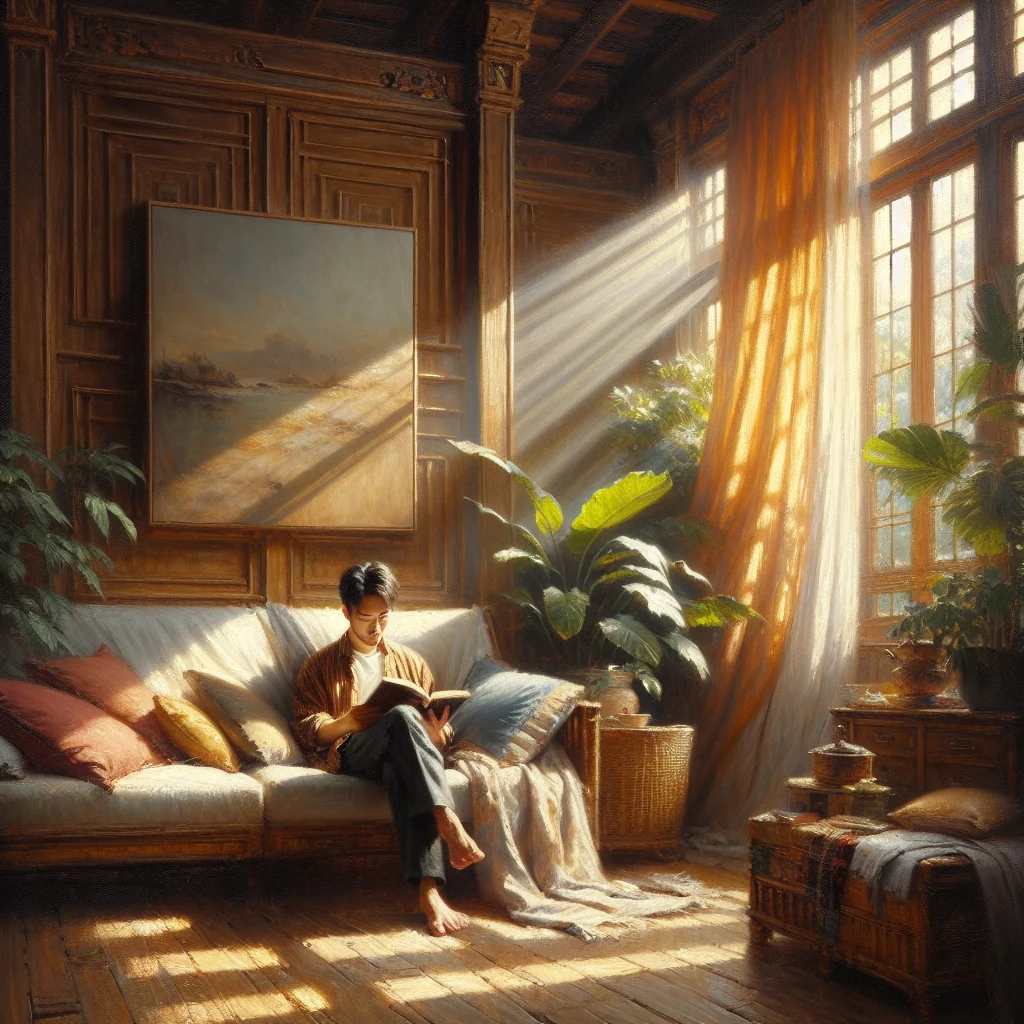 person-resting-peacefully-on-couch Person experiencing burnout recovery resting peacefully on couch with journal