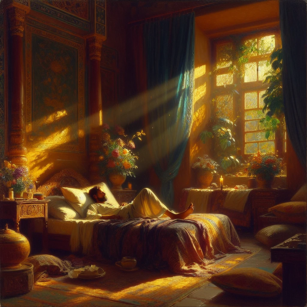 Person sleeping peacefully while listening to sleep healing frequencies through headphones