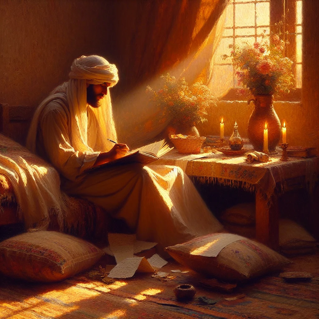 Person writing in a journal notebook with pen reflecting on daily thoughts and feelings