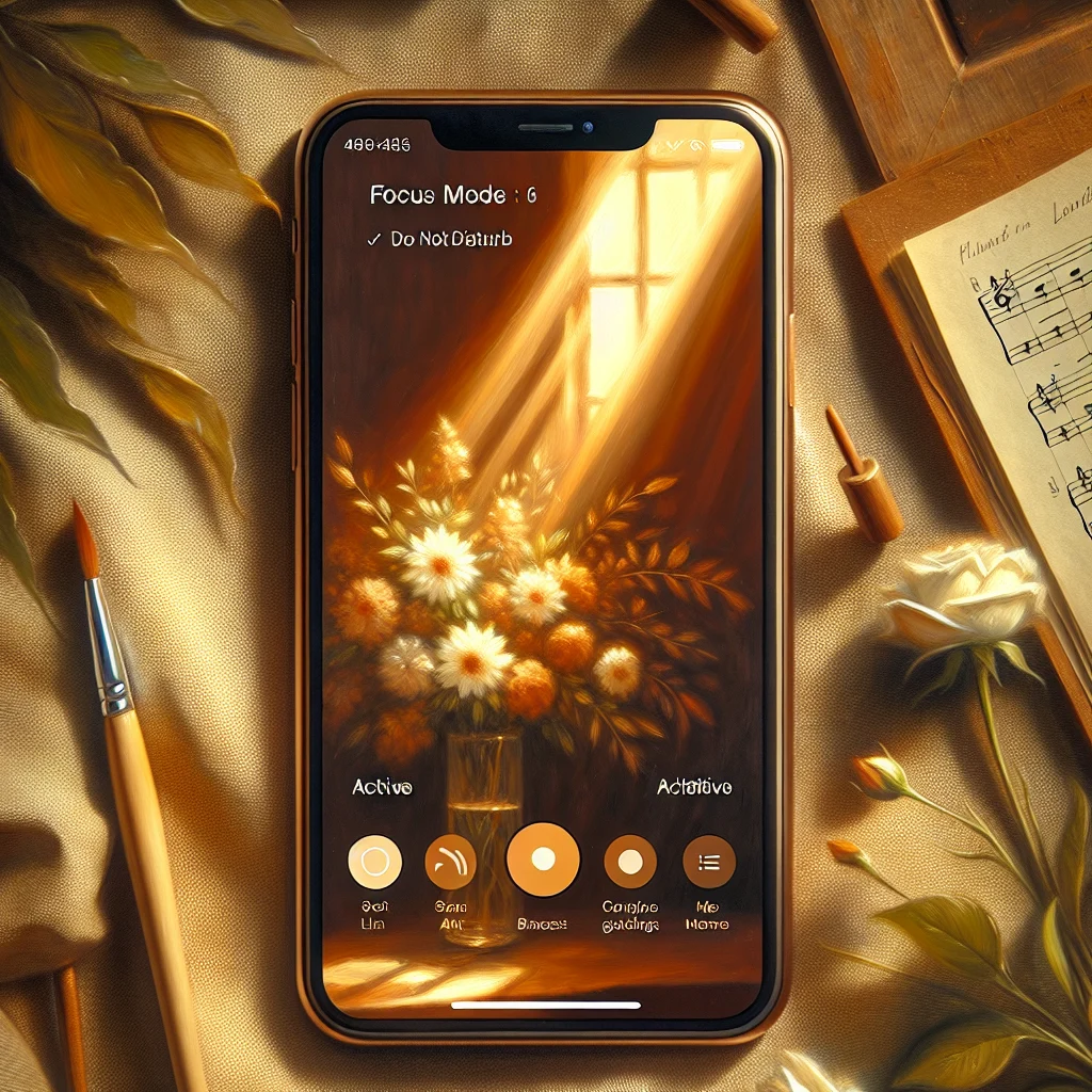 Smartphone displaying focus mode settings to help users stay focused and minimize digital distractions