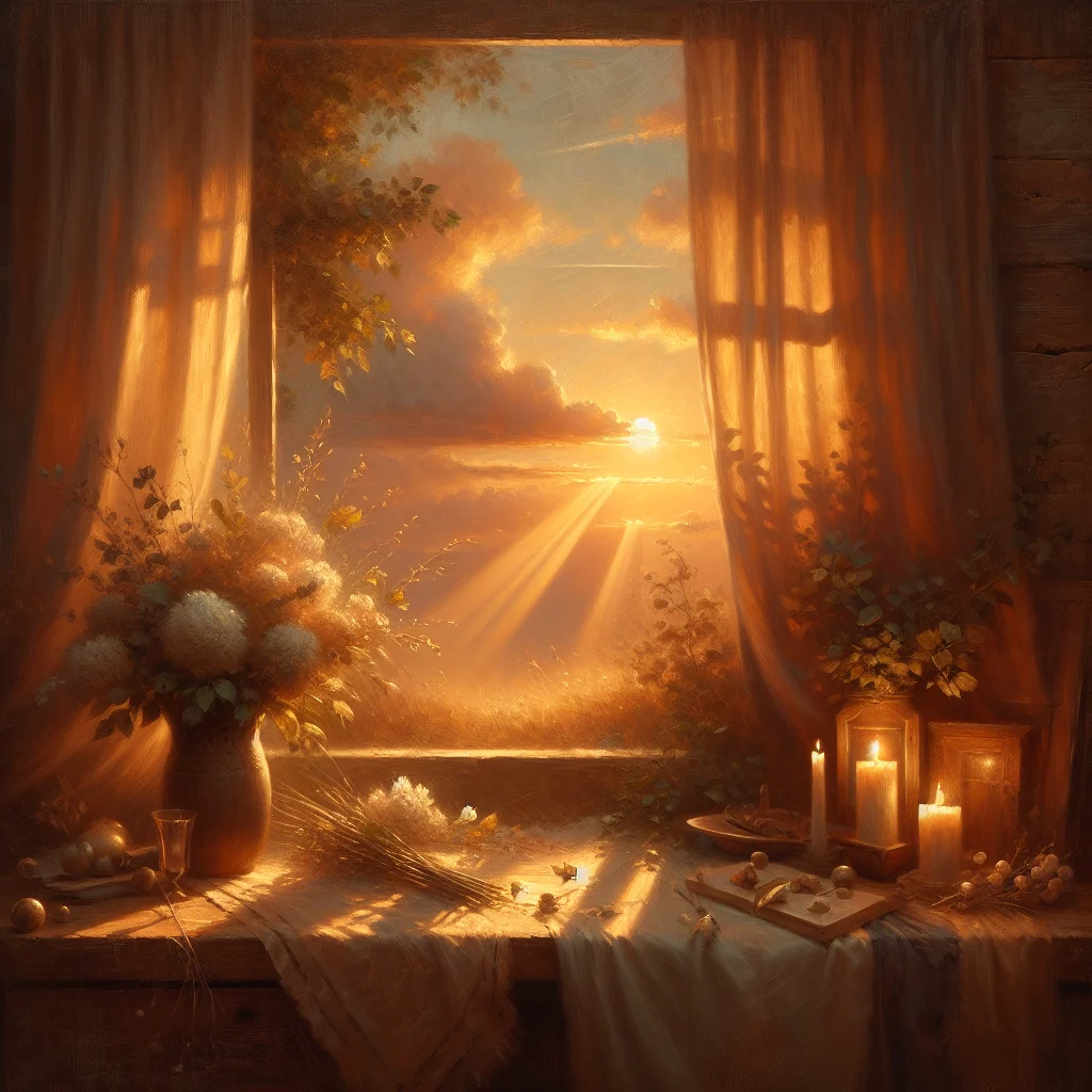 Serene sunrise scene representing the peaceful quality of on awakening meditation practice