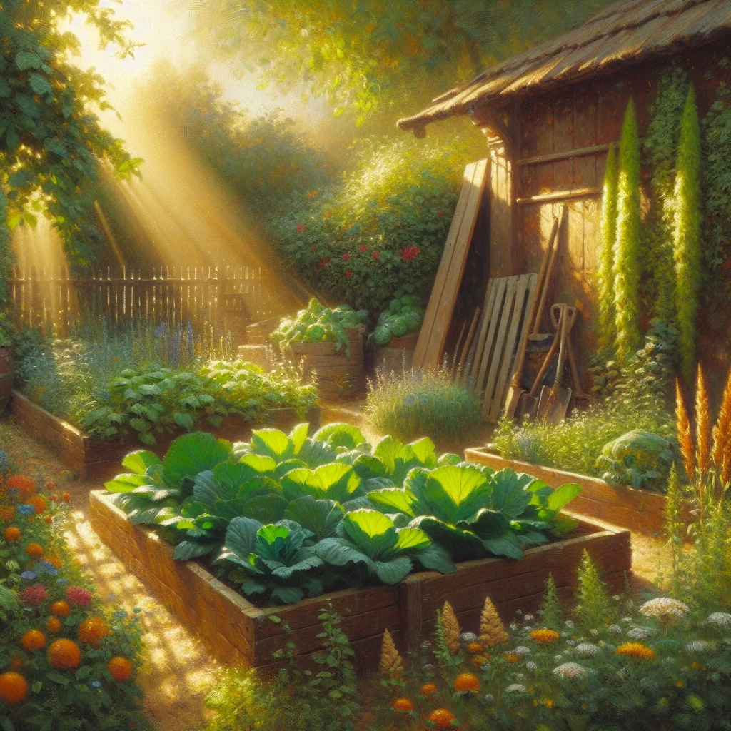 Thriving vegetable garden in New Zealand showcasing sustainable slow living practices