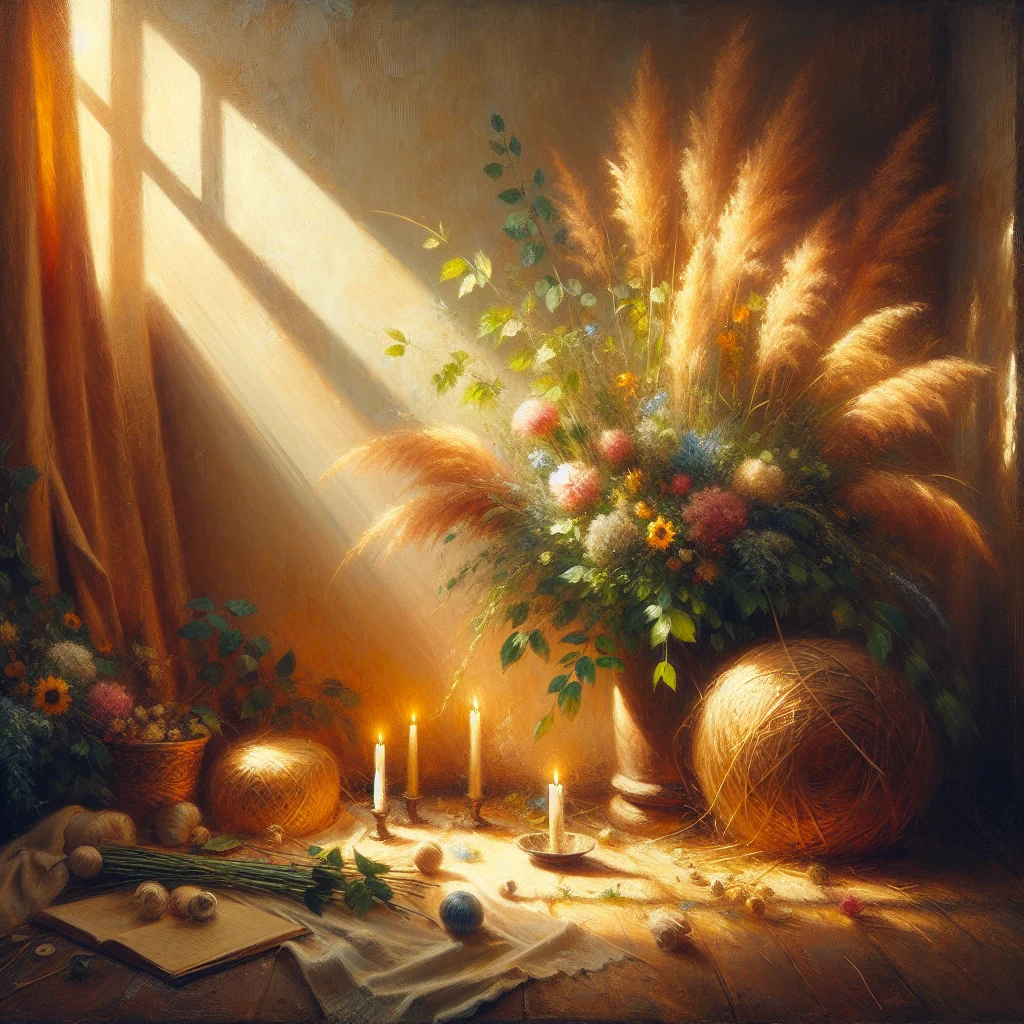 Calm meditation environment featuring cushions, candles, and peaceful natural elements