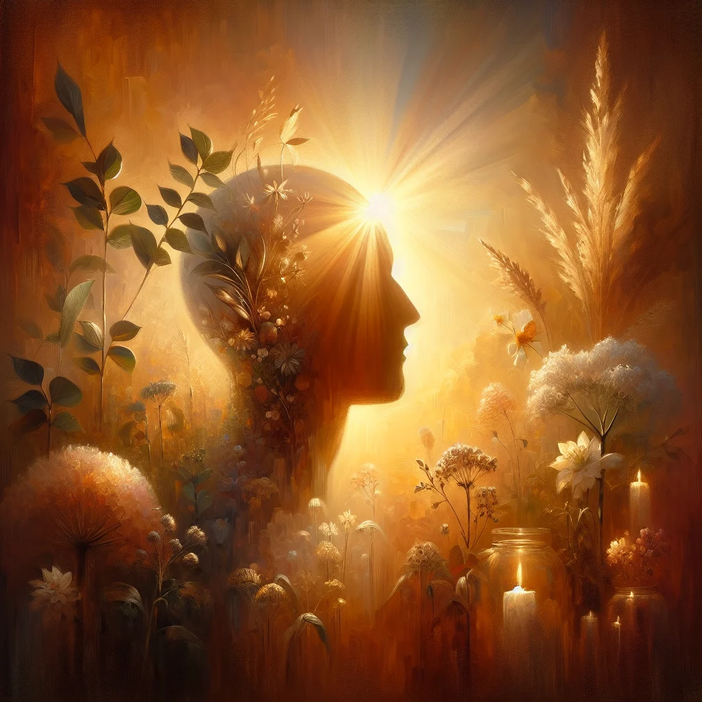 Visual representation of positive mindset development with growing plants and sunlight symbolizing growth