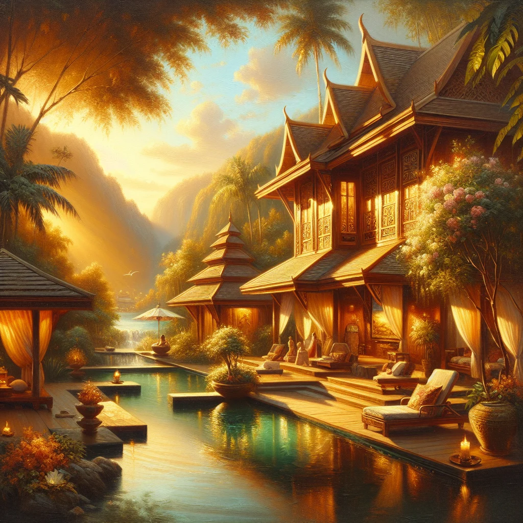 wellness-retreat-thailand-tropical-setting Peaceful wellness retreat in Thailand surrounded by lush tropical gardens and tranquil water features for burnout recovery