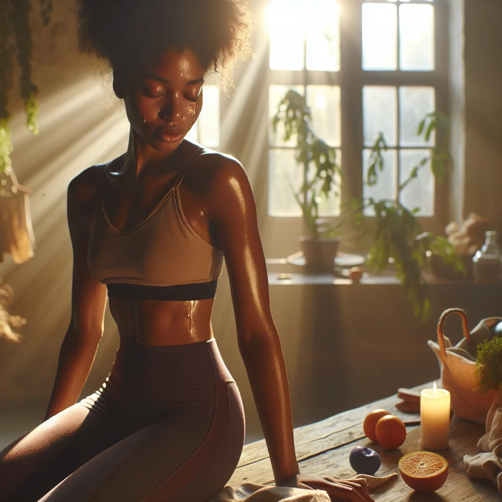 woman experiencing emotional release during workout session with tears and relief