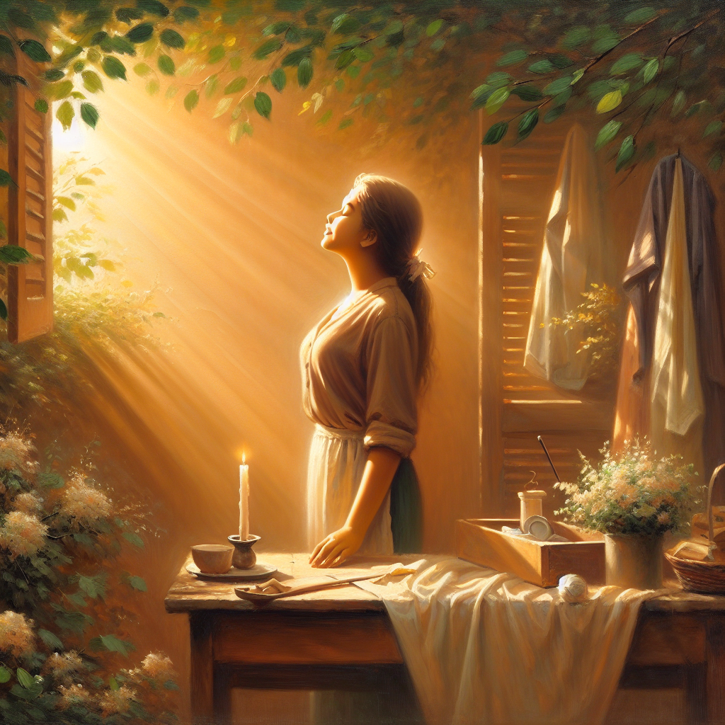 workplace-mindful-break-nature Employee taking mindful break outdoors near office building surrounded by trees