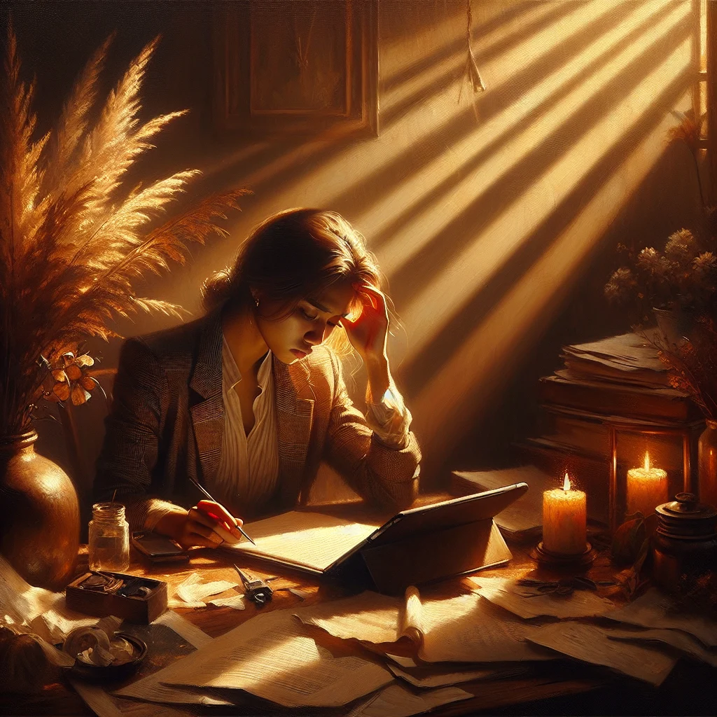 Exhausted person showing physical and emotional signs of burnout at their workspace