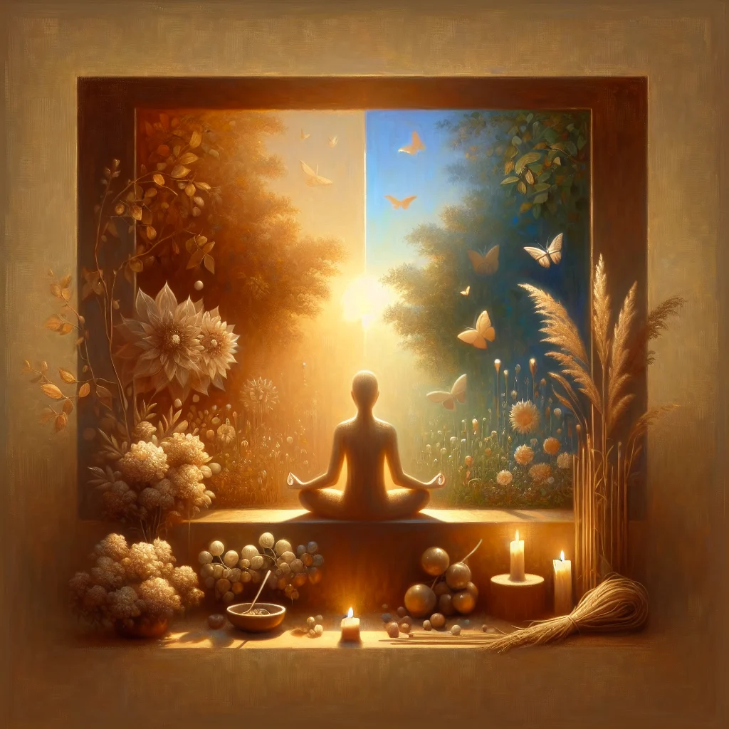 inner-dialogue-peaceful-mind-meditation Serene meditation scene representing peaceful inner dialogue and calm mind during inner voice meditation practice