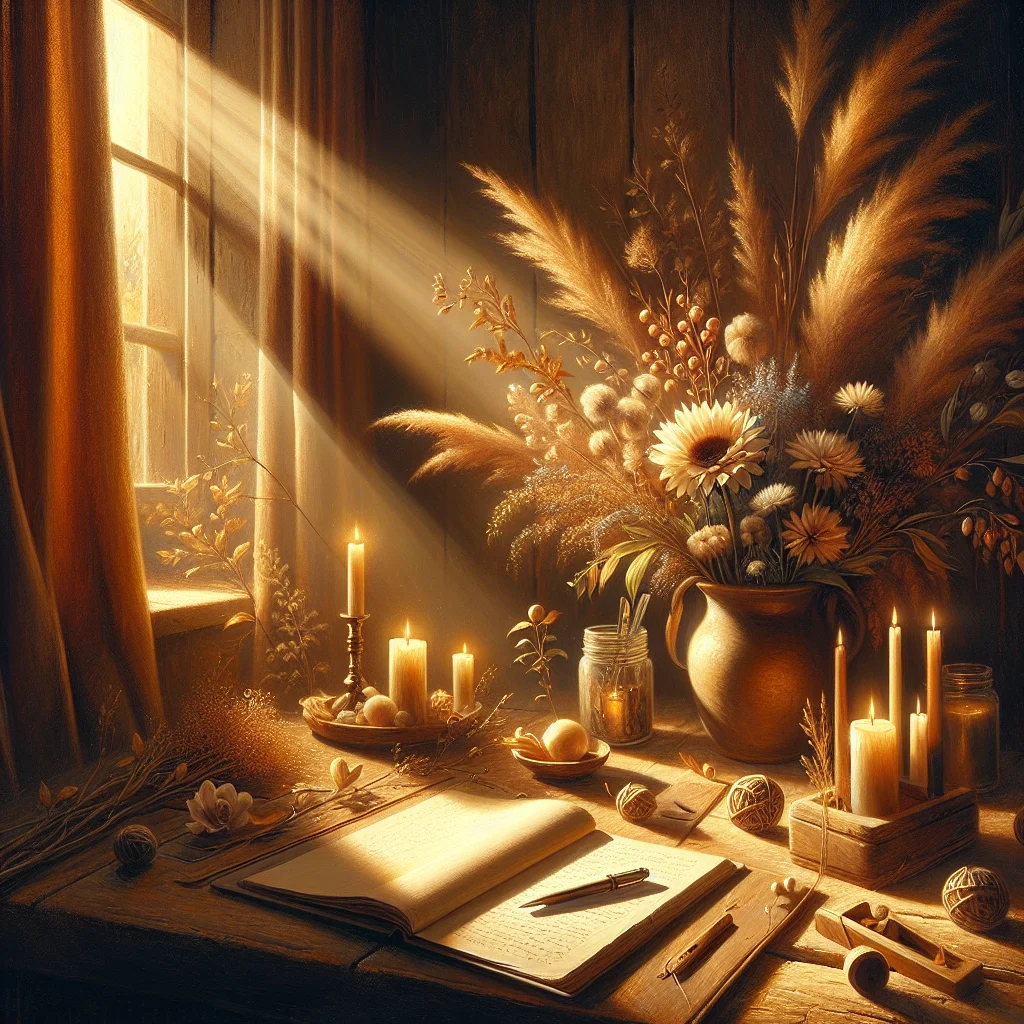 Meditation journal with notes beside cushion showing progress through 7 day meditation journey