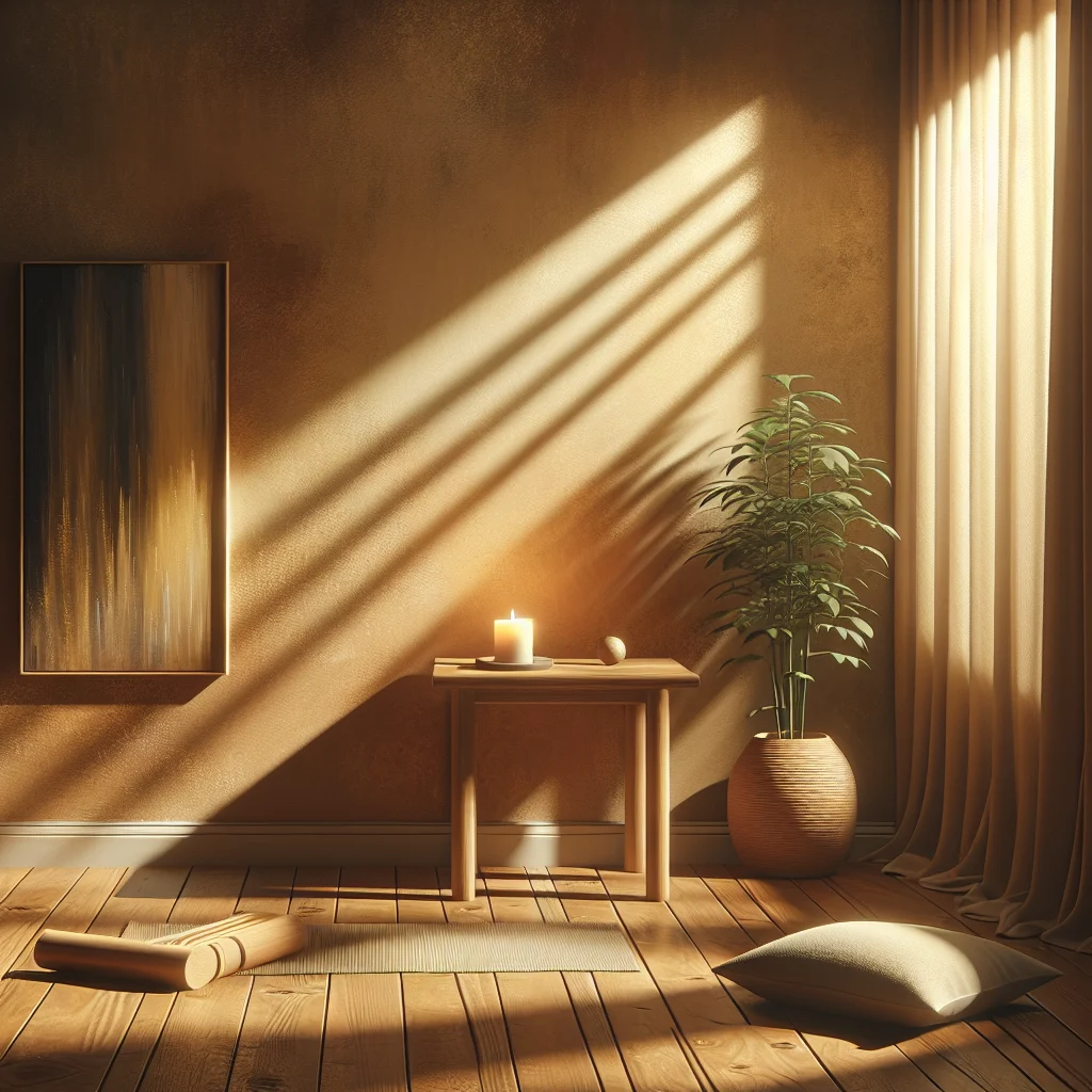 meditation-space-with-cushion-and-natural-light Simple meditation space showing a cushion and natural light representing an easy way to create a meditation corner