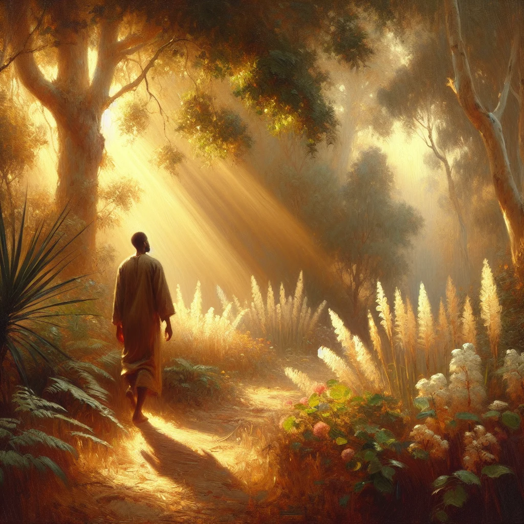 Person walking mindfully through nature embodying slow living principles