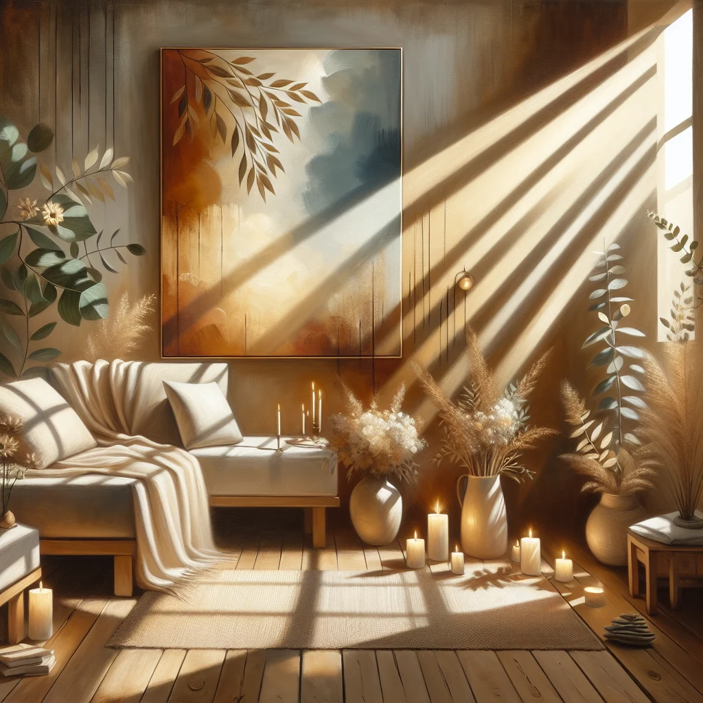 A serene therapy room in Brisbane with comfortable seating, natural light streaming through windows, indoor plants, and calming decor for emotional healing sessions