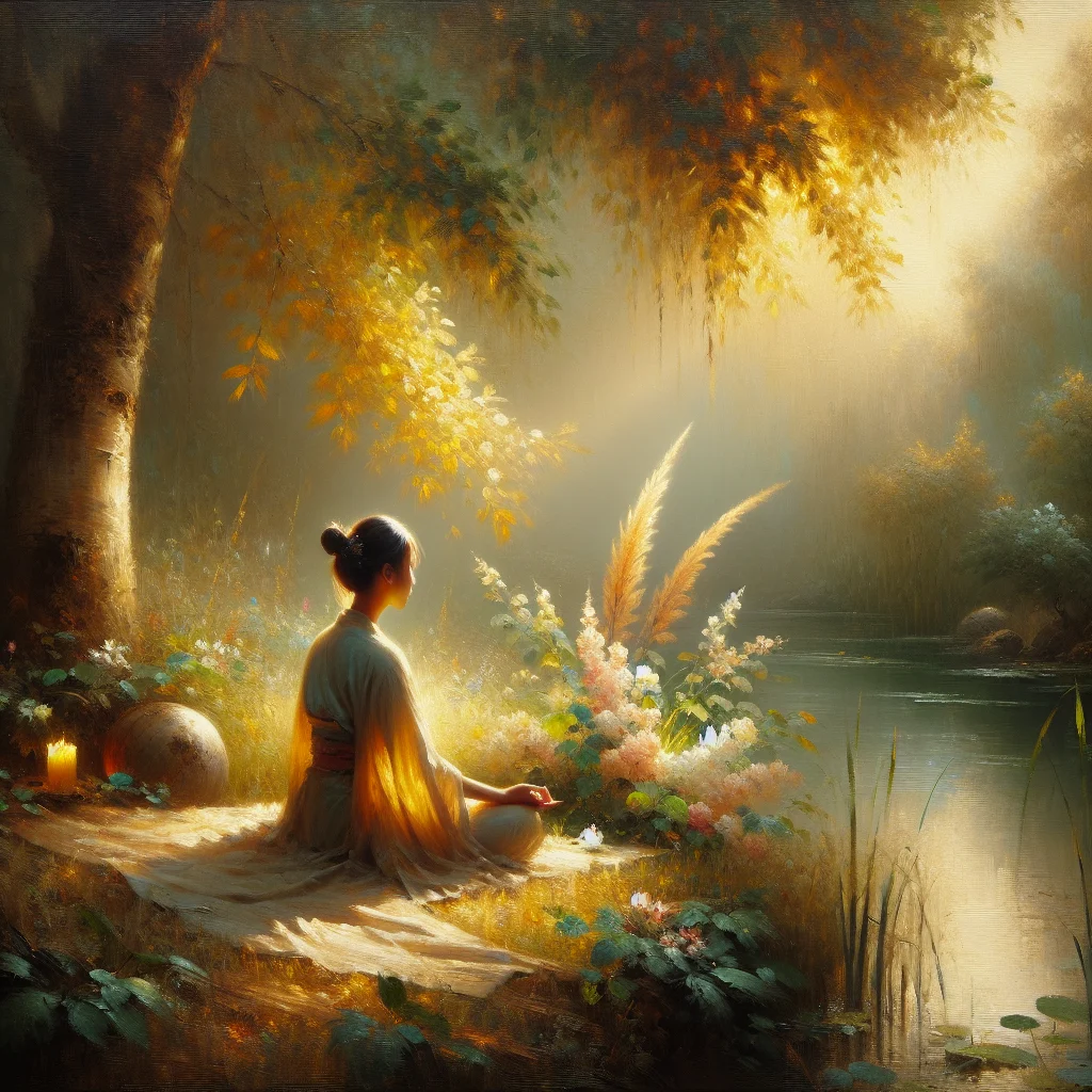 serene outdoor setting representing healing and recovery from severe burnout