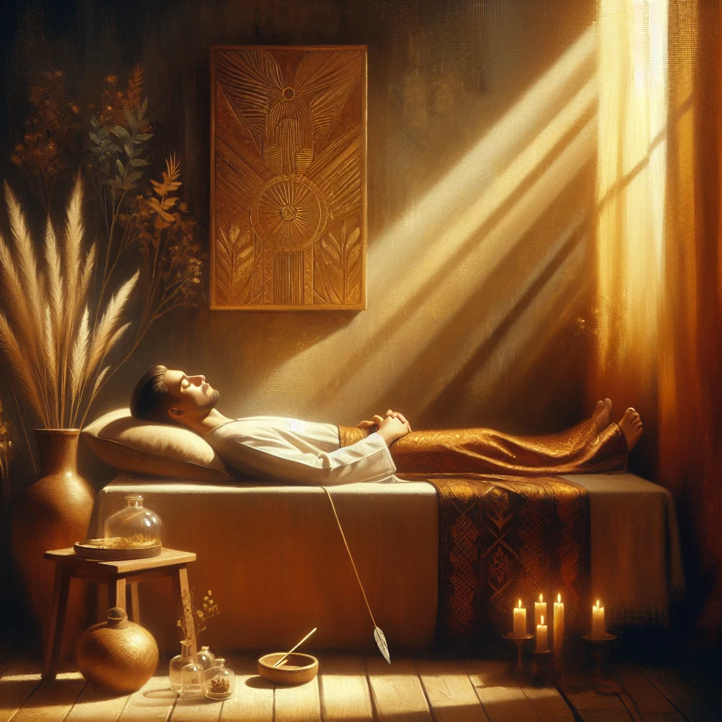 person-experiencing-peaceful-hypnotherapy-session Person lying comfortably during a hypnosis for emotional healing session with calm atmosphere